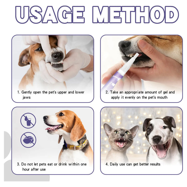 3Ml Pet Oral Gel Cleaning Dog Cat Teeth, Bad Breath, for Tartar, No Need to Brush Teeth, Pet Breath Freshener Gel Care Cleaner