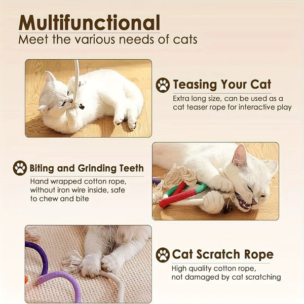 Cotton Cat Chew Toy for Teeth Cleaning, Catnip Rope Toys for Indoor Cats,Nibbling Exercise, Interactive Cat Nip Teething Toys Fo